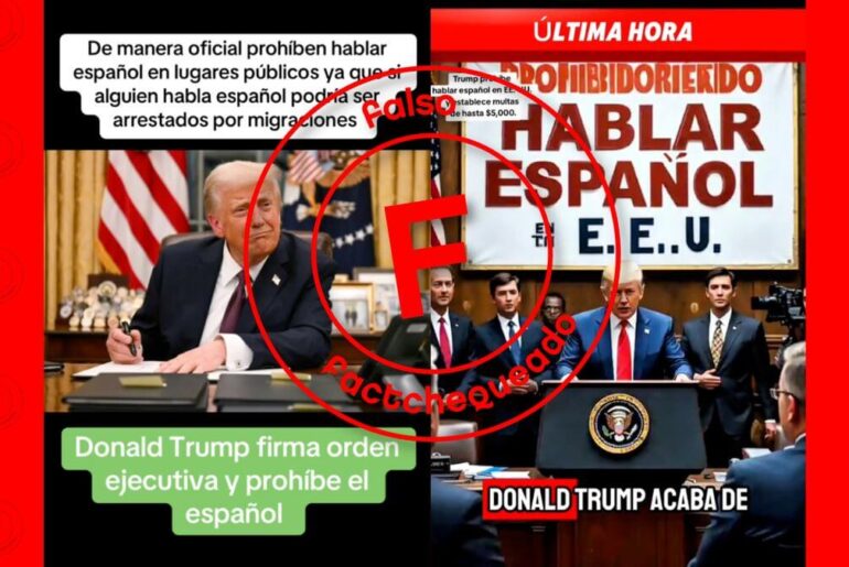 No, Donald Trump no firmó una orden ejecutiva que prohíbe hablar español en público en Estados Unidos, como afirman videos en TikTok: te explicamos lo que sí establece la orden