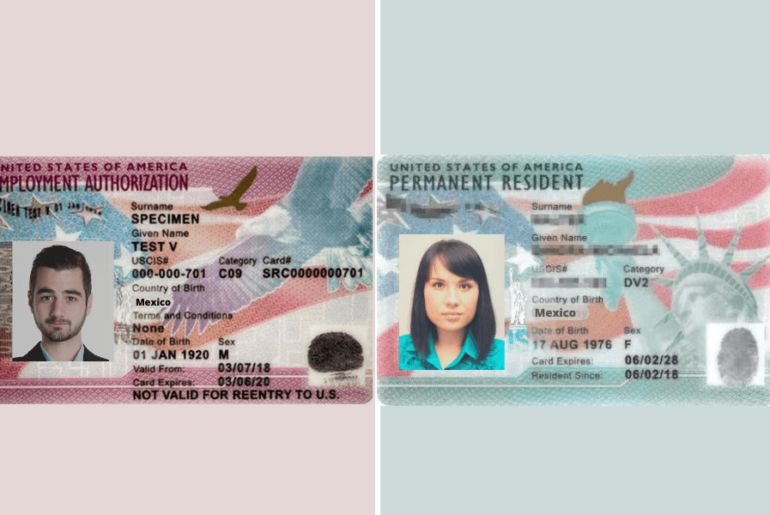 ¿Cuál es la diferencia entre un permiso de trabajo (EAD card) y una residencia (green card)? Green Card & EAD card